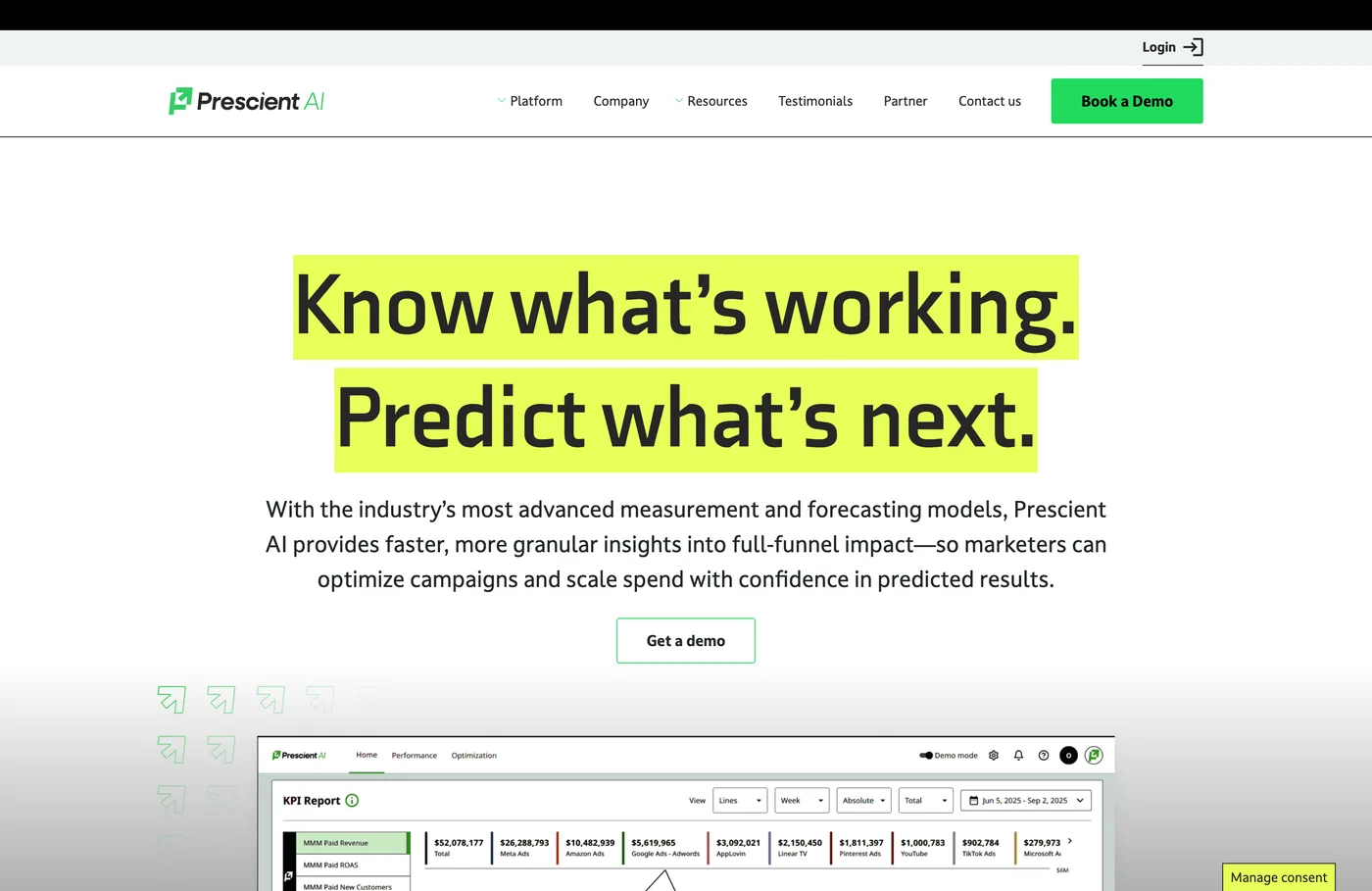 Prescient AI marketing optimization platform
