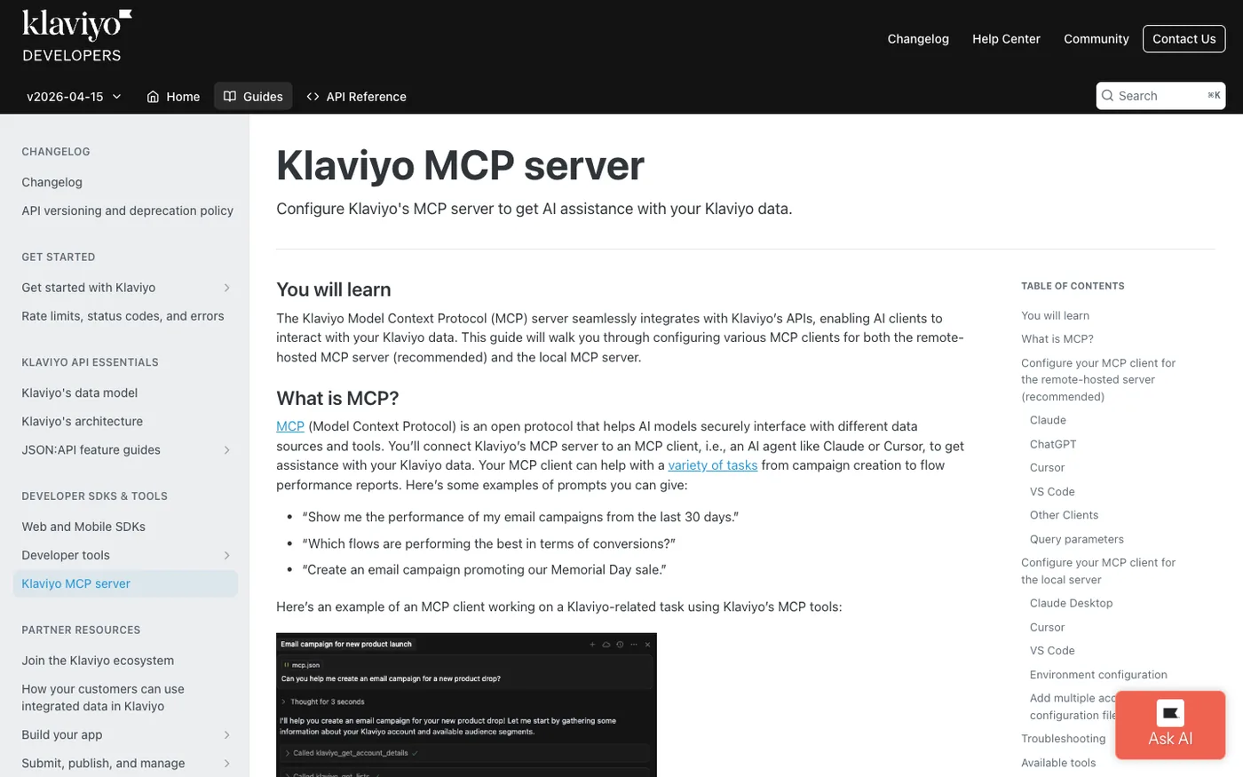 Klaviyo MCP documentation