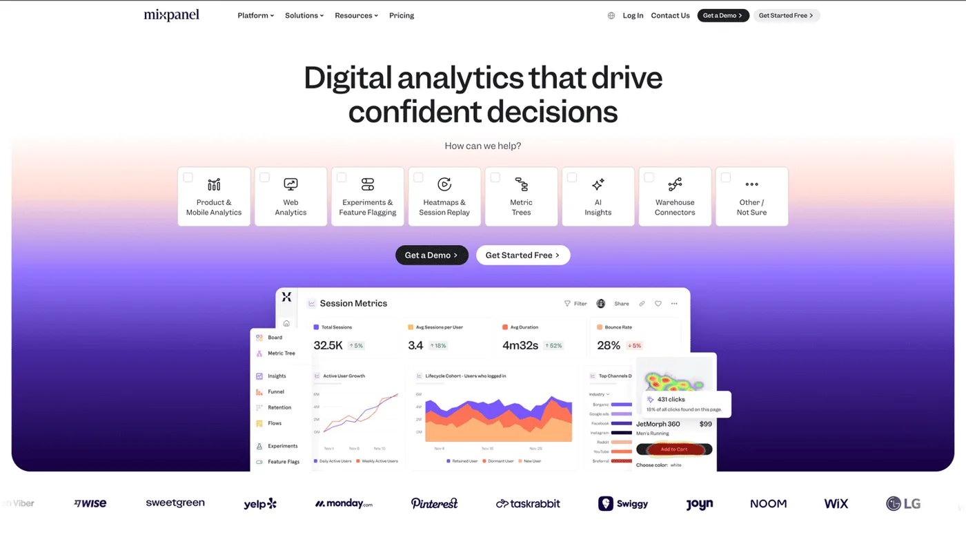 Mixpanel product analytics platform