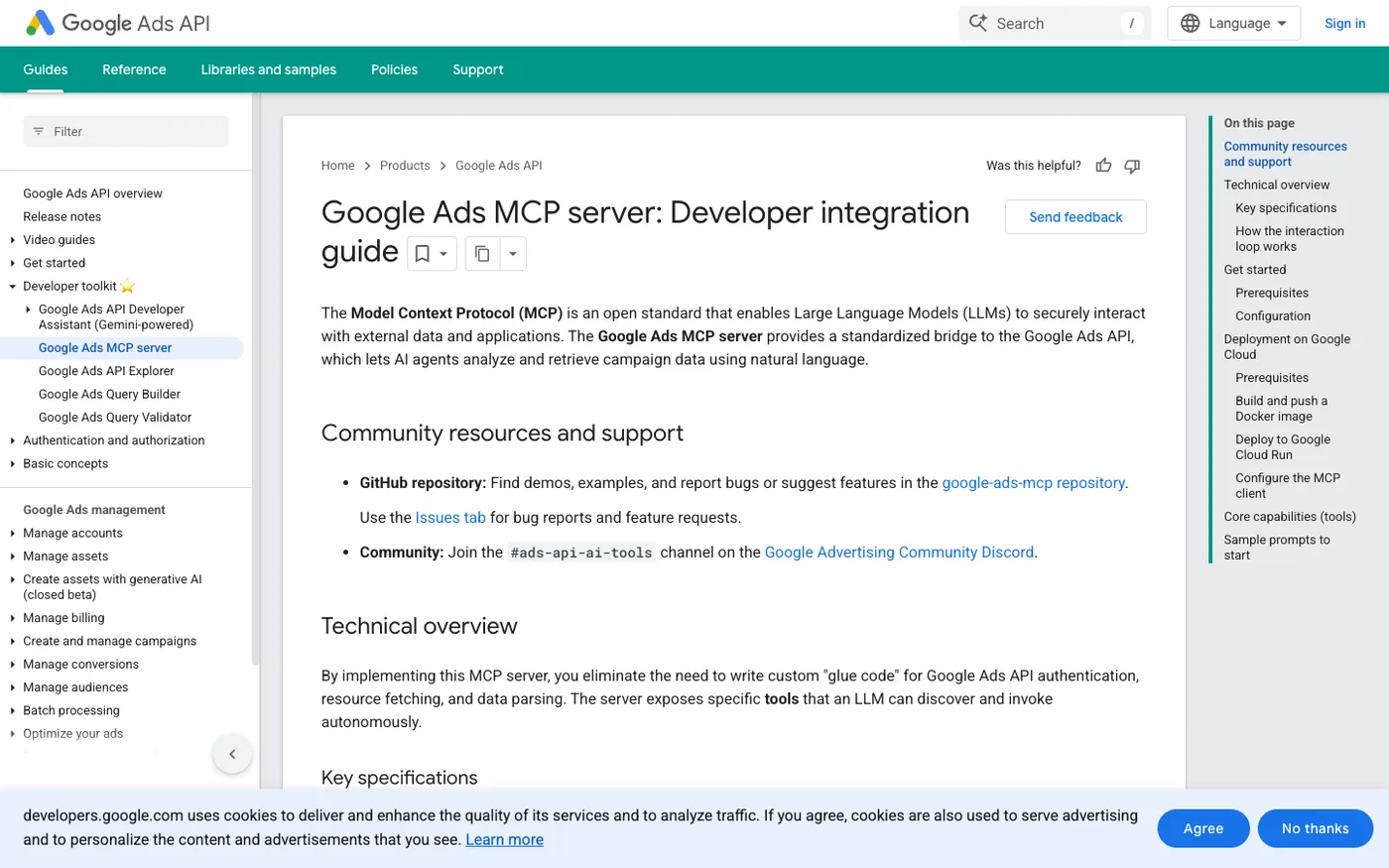 Google Ads MCP developer documentation
