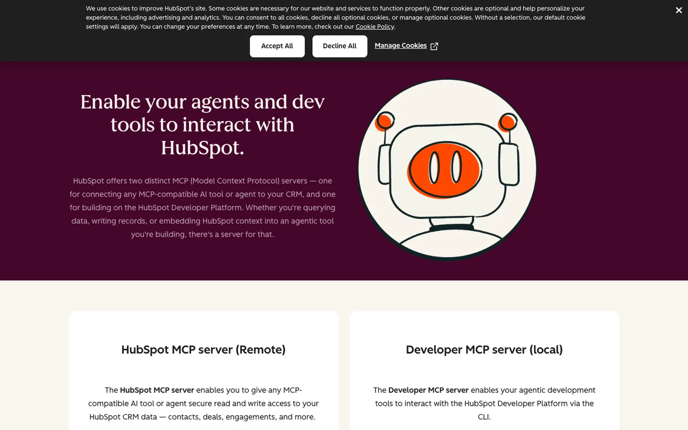 HubSpot MCP page