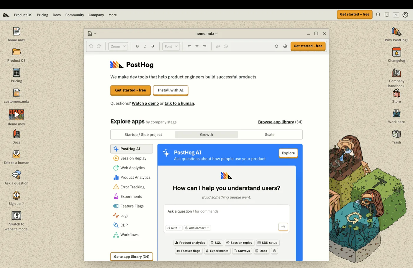 PostHog developer analytics platform